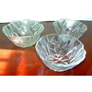 Vintage Hoya Crystal Japan Glacier Iceberg Glass Salad Bowls Set of 3